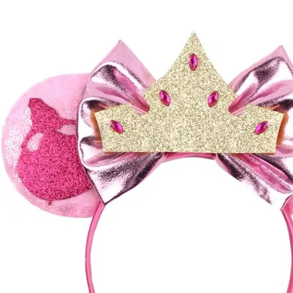 Disney Princess Minnie Mickey Mouse Ear Headband with Bow NEW - Picture 2 of 4